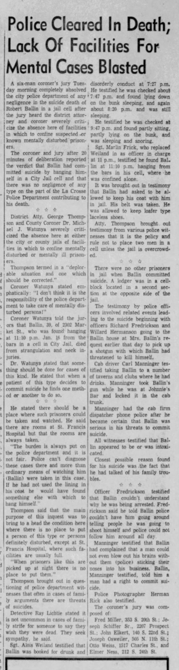 Clipping from The La Crosse Tribune